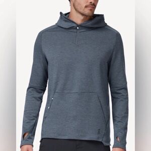 On Running Men’s Hooded Quarter-Zip Pullover - Heather Blue Gray